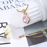 Collier pendentif en or rose 18 carats plaqué or rose avec rubis rouge sang de pigeon et tourmaline pour femmes, bijoux de mode en gros