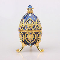 Boîte à bijoux en forme d'œuf Fabergé en métal rouge royal de l'Empire russe, vente en gros d'usine, décoration d'intérieur