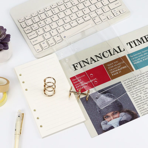 Cubierta de carpeta acrílica Rosa simple A6, cubierta de <span class=keywords><strong>cuaderno</strong></span> DIY, cubierta de carpeta acrílica de 6 agujeros, Clip dorado, divisor de sobre de efectivo para presupuestos - Product Image 3