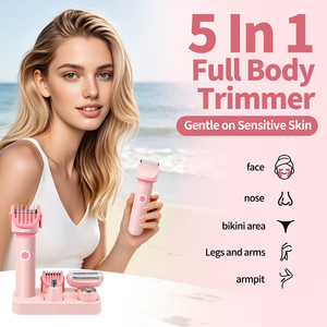Tondeuse bikini pour femmes, rasoir électrique 5 en 1, rasoir étanche IPX7 rechargeable, épilateur facial et pubien - Product Image 2