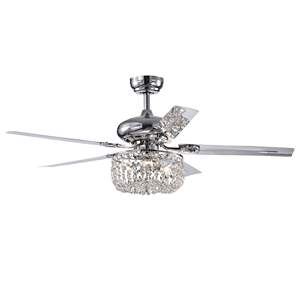 Ventilador de Techo LED Campbell de 49 Pulgadas, Cromado, con Luz, Diseño Moderno, Montaje Empotrado, Control Remoto, Motor AC de 5 Velocidades - Product Image 1