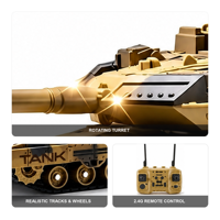 2.4G RC Tank Oyuncak 13 Kanallı Simülasyon Su Mermisi Spreyli Uzaktan Kumandalı Işıklı ve Sesli Çocuklar İçin Askeri Tank