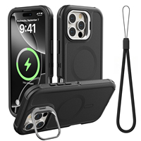 Étui magnétique triple protection pour iPhone 16 Pro Max 15 Plus 14 avec cordon et recharge sans fil
