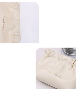 <span class=keywords><strong>Sac</strong></span> de maquillage en cuir PU imperméable, trousse de toilette, <span class=keywords><strong>sac</strong></span> de voyage à main pour femmes avec ouverture plissée, rangement cosmétique portable - Product Image 6