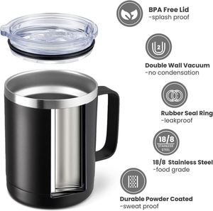 12oz Coffee <b>Mug</b> With Handle, <b>Double</b> <b>Wall</b> Stainless Steel Insulated Lowball Tumbler Keeping Hot and Cold Coffee Cup with Handle - Product Image 4