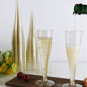 Lot de 50 flûtes à <span class=keywords><strong>champagne</strong></span> jetables en plastique rose doré scintillant, 4,5 oz (135 ml), pour mariage <span class=keywords><strong>et</strong></span> fête - Product Image 6
