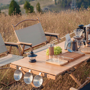 Custom Outdoor Solid Wood Egg Roll <strong>Table</strong> Camping Portable <strong>Foldable</strong> <strong>Table</strong> <strong>Chair</strong> Highlight Household Dining - Product Image 2