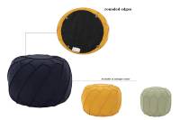 Pouf CARLFORD, design moderne, tabouret, pouf en tissu bleu foncé, ottoman pour salle à manger, bureau, meubles de maison, chambre ou salon