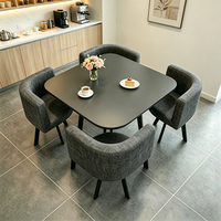 Juego de Mesa de Comedor Ovalada de Madera Negra de Estilo Nórdico Moderno y Minimalista para Interiores, con 4 Sillas, para el Hogar