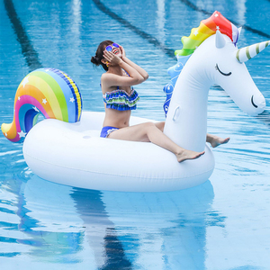 Bouée gonflable licorne arc-en-ciel Cloud Rider, flotteur de piscine en PVC, tube de natation gonflable - Product Image 4