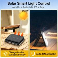 Lampe murale solaire à détecteur de mouvement, lampe de sécurité extérieure, panneau LED SMD, design pliable, batterie rechargeable pour jardin, cour, portail