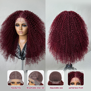 Mặc và đi preplucked tự nhiên dài HD Jerry xoăn pha trộn tóc cho phụ nữ Ombre mật ong Blonde kinky xoăn ren phía trước tổng hợp tóc giả - Product Image 4