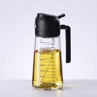 Botol Minyak Zaitun Kaca 2-in-1 530ml yang Dapat Disesuaikan Secara Grosir, Kapasitas Dapur Besar, Semprotan Minyak Anti Bocor, Wadah Minyak Rumah Tangga