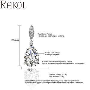 RAKOL EP2040 moda lujosa gran gota de agua colgante circón declaración pendientes de mujer 2024 - Product Image 5