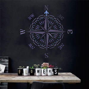 Plantillas de Brújula para Pintar <span class=keywords><strong>en</strong></span> Madera, Paredes, <span class=keywords><strong>Tela</strong></span>, Aerógrafo y Más |   Plantilla de Mylar Reutilizable de 11.8 x 11.8 Pulgadas - Product Image 5