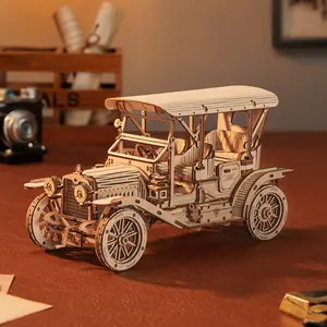 Robotime Rokr fabbrica giocattoli per bambini MC801 in legno auto d'epoca modello 3D puzzle per adulti