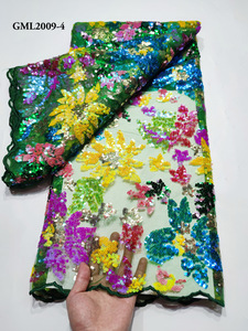 African Dress Bridal Nigerian French Lace Material <strong>Mesh</strong> <strong>Multi</strong> <strong>Color</strong> Sequins Wedding <strong>Fabric</strong> for Women Daisy Pattern