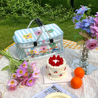 Vente en gros INS Fashion Rangement de voyage pliable Panier isotherme Pique-nique Sac fourre-tout isotherme Panier de rangement