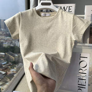 Camiseta elegante de algodón adelgazante de manga corta para mujer, estilo coreano, capa base de ajuste Regular, ropa de verano a la moda - Product Image 5