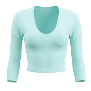 Viviblook Y26TP236 Top Corto Casual de Verano para Mujer, Sexy, Cuello Bajo, Color Sólido, Manga Tres Cuartos, Ajustado - Product Image 4