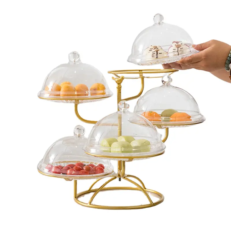 Afternoon Tea Used Snacks Plate Dessert Stand Nordic Luxury 2 Tier 3 Tier Cupcake Stand metal acrylic Cake Stand For Sale