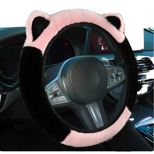 Ensemble universel de housses pour <span class=keywords><strong>volant</strong></span>, levier de frein et levier de vitesses en fausse <span class=keywords><strong>fourrure</strong></span> <span class=keywords><strong>rose</strong></span> pelucheuse à 3 branches, style féminin - Product Image 2
