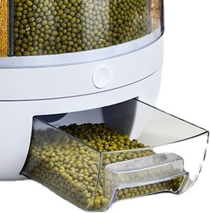 Organiseur de cuisine et de maison : Conteneurs de stockage de nourriture sèche en plastique à 6 compartiments, baril à riz rotatif - Product Image 3