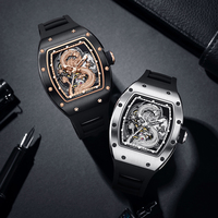 Montre mécanique à cadran dragon 3D pour hommes montre-bracelet à mouvement à remontage automatique transparente montres automatiques en acier inoxydable étanches