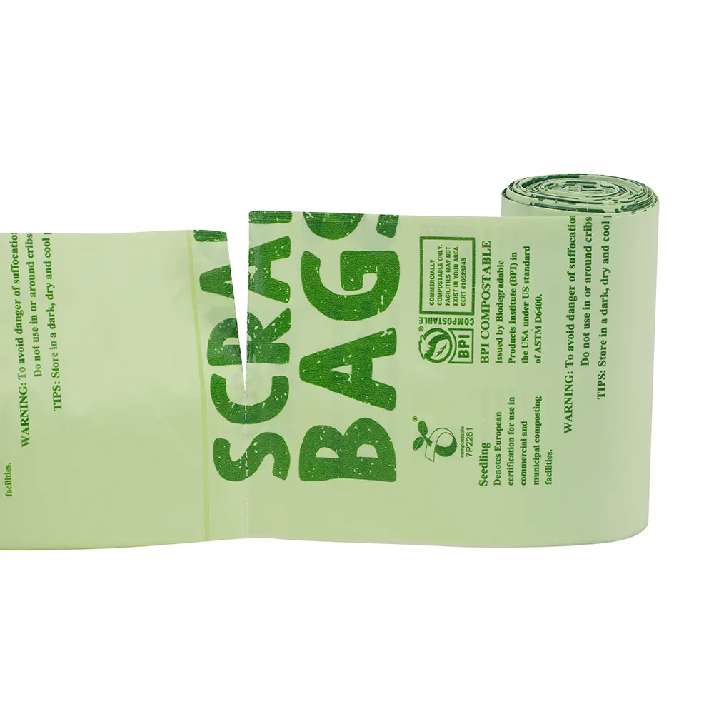 Eco Friendly 100% Biodegradable Cornstarch Trash Bags Compostable Flat Garbage Bags