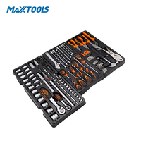 Ensemble d'outils mécaniques en acier au carbone 124 pièces, clé à douille 1/4 1/2 avec cliquet, pinces, tournevis, boîte à outils en métal, réparation automobile