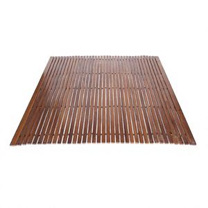 Tapis de bain en bois de luxe imperméable antidérapant pour salle de bain, tapis de douche pliable en bois enroulable - Product Image 1