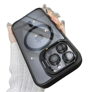 Étui de téléphone à support invisible haute transparence pour iPhone 16 Promax avec film de protection d'objectif d'appareil photo CD compatible 14 pour iPhone - Product Image 1