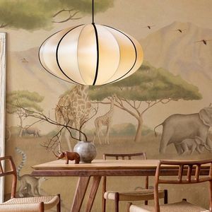 Lampadario <span class=keywords><strong>Vintage</strong></span> Giapponese in Tessuto con LED, Lampada <span class=keywords><strong>a</strong></span> <span class=keywords><strong>Sospensione</strong></span> per Camera da Letto e Soggiorno, Luce Calda - Product Image 3
