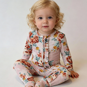 छोटे वर्ग के निर्माता कस्टम बुटीक बच्चे के कपड़े मुद्रित हुए जिपर पाजामास के कपड़े मुद्रित - Product Image 2