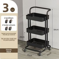 Chariot de rangement de cuisine à trois niveaux personnalisé, chariot de rangement universel fin à roulettes
