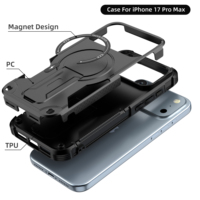 Coque de téléphone magnétique à support invisible en TPU+PC antichoc de luxe, en promotion, pour iPhone 17 16 15 14 13 Air Pro Max Plus