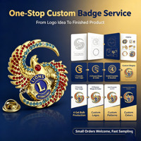Custom Enamel Lapel Pins 3D Eagle Rhinestone Inlay Precision Cast Metal Badge OEM Custom Logo for Club Souvenir Corporate Awards