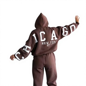 Oversized Unisex Winter Crop Top Hoodie Chocolate <b>Brown</b> Heavyweight <b>Fleece</b> Back Sleeve Print Pullover Sweatshirt Custom Made for - Product Image 5