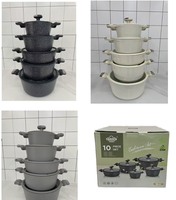 UAKEEN Ensemble de 10 ustensiles de cuisine en aluminium forgé, antiadhésif, qualité professionnelle, batterie de cuisine de haute qualité, usine OEM du Zhejiang