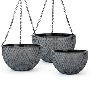 Jardinière suspendue auto-arrosante en nid d'abeille avec chaîne, pot de fleurs en plastique durable avec drainage, <span class=keywords><strong>pour</strong></span> intérieur, extérieur, <span class=keywords><strong>balcon</strong></span>, maison, jardin - Product Image 1