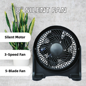 Ventilador de Mesa de Plástico Silencioso de 8 Pulgadas, Tres Velocidades, 5 Aspas, Control Mecánico, Alto Flujo de Aire, para Uso en el Hogar y Autocaravanas - Product Image 2