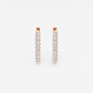 Pendientes de aro flotantes con diamante cultivado en laboratorio de 1 quilate, elegantes y brillantes, joyería fina minimalista de lujo para mujer - Product Image 1