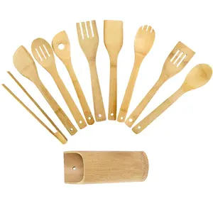 Light Weight Kitchen Accessories Spatulas Wooden Cookware Sets Cooking Tool Non Stick Bamboo Kitchen Utensils Set