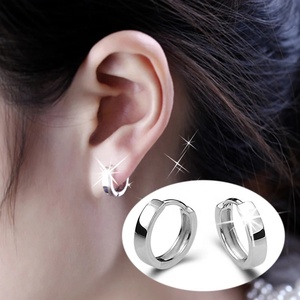Fashion <strong>Chunky</strong> Small Polish Finished Men Earring Plated Filled <strong>Hoop</strong> Women 925 Sterling <strong>Silver</strong> Earrings <strong>Hoops</strong> - Product Image 3