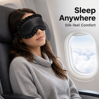 Masque de sommeil ajustable en satin à volants, personnalisable avec logo OEM, sensation soie, pour femme, voyage, repos, cache-yeux