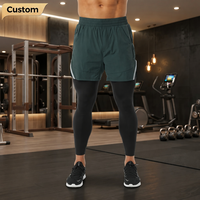 Shorts de sport pour homme en satin uni personnalisés, 2 en 1, avec bandes réfléchissantes |   Usine BSCI |   Quantité minimum de commande : 50 |   OEM ODM Sur mesure Respirant