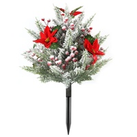Décorations de Noël, bouquet de style nordique, poinsettia, fleurs artificielles, baies de cèdre, aiguilles de pin de Noël
