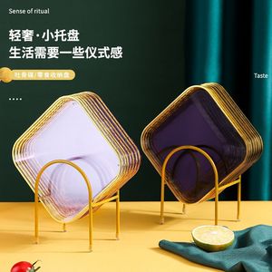 Platos cuadrados de plástico para postres, estilo minimalista moderno de color sólido para refrigerios de frutas, vajilla para fiestas y uso doméstico - Product Image 4