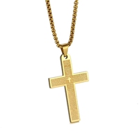 Pendentif Croix Chrétienne en Acier Inoxydable PVD avec Prière du Seigneur et Verset Biblique – Bijou de Mode Raffiné pour Hommes
