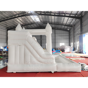 บ้านลมเป่าลมพีวีซีสีขาวสำหรับงานปาร์ตี้และงานแต่งงาน พร้อมสไลเดอร์คู่และบ่อบอลสีขาว สำหรับเด็กเล็ก - Product Image 5